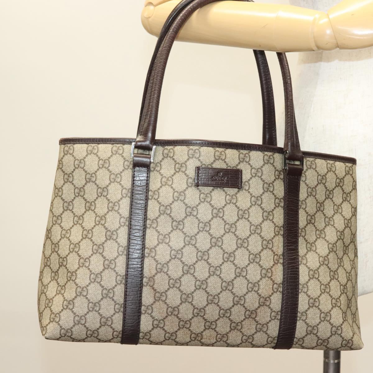 GUCCI GG Supreme Tote Bag PVC Black Silver 114595 Auth 129073