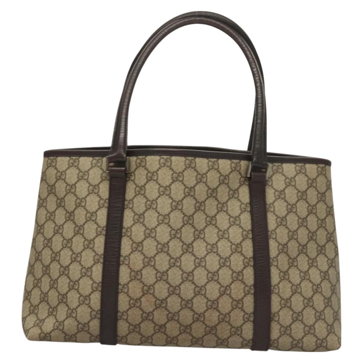 GUCCI GG Supreme Tote Bag PVC Black Silver 114595 Auth 129073