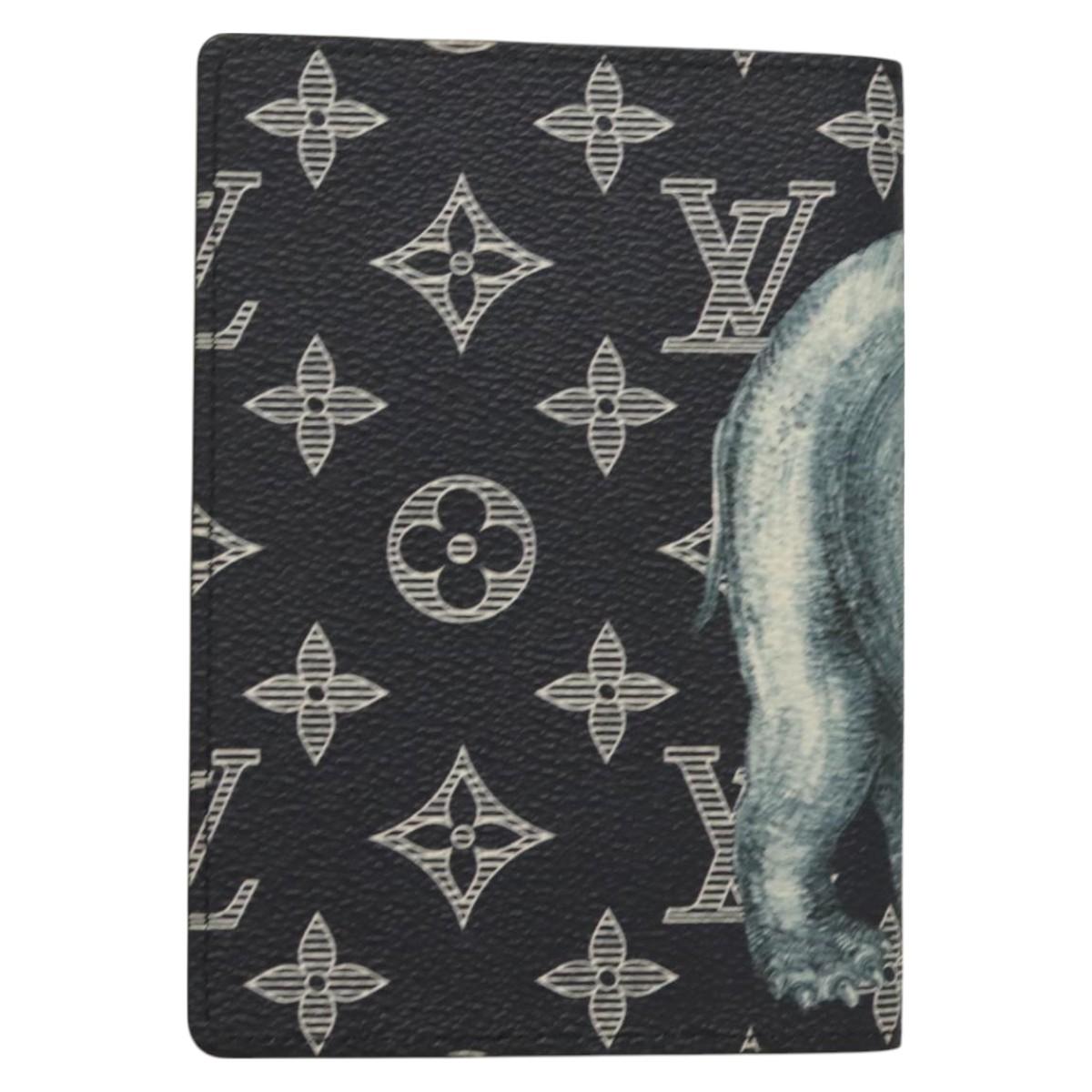 LOUIS VUITTON Monogram Savanna Couverture Passport Case Navy LV Auth 129097M