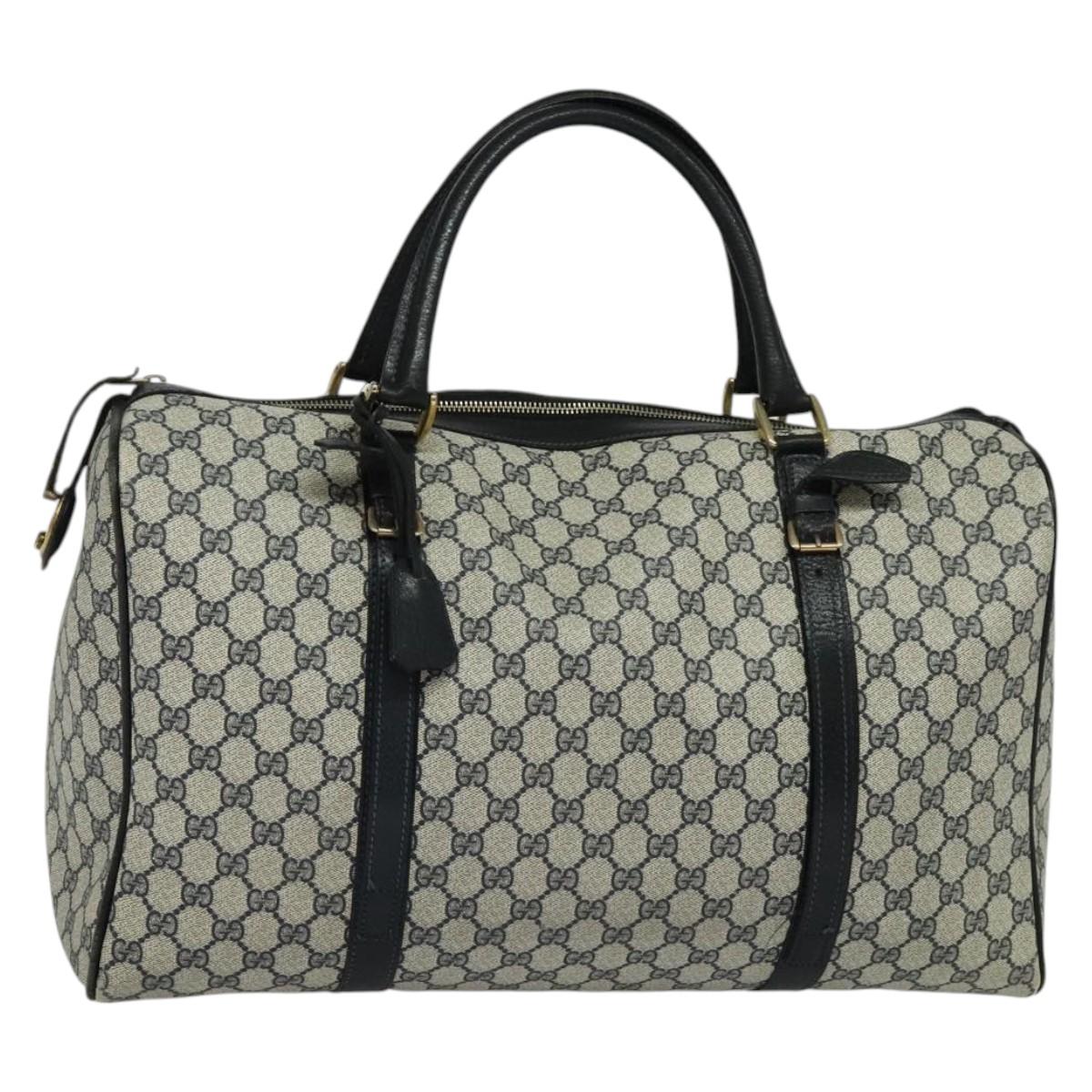 GUCCI GG Supreme Boston Bag PVC Navy Gold Auth 129102