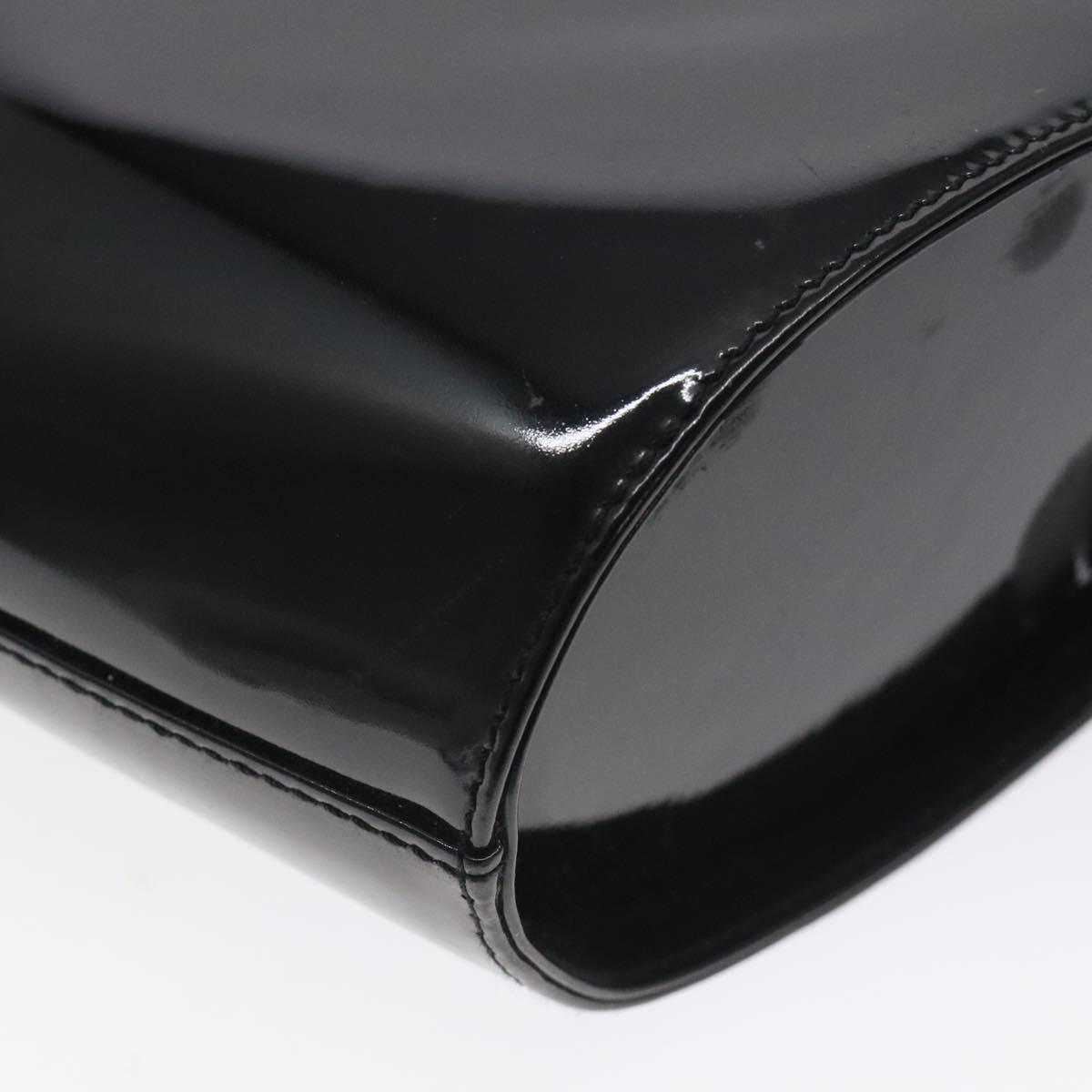 Salvatore Ferragamo Vala Hand Bag Patent leather Black Gold Auth 129105