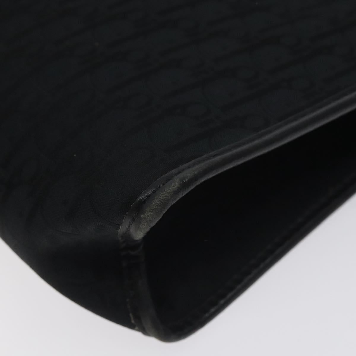 Christian Dior Trotter Canvas Clutch Bag Black Gold Auth 129106