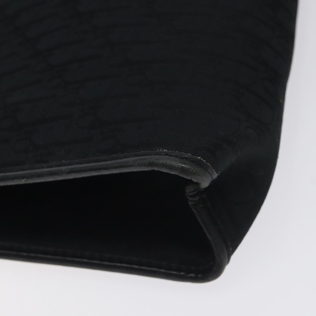 Christian Dior Trotter Canvas Clutch Bag Black Gold Auth 129106