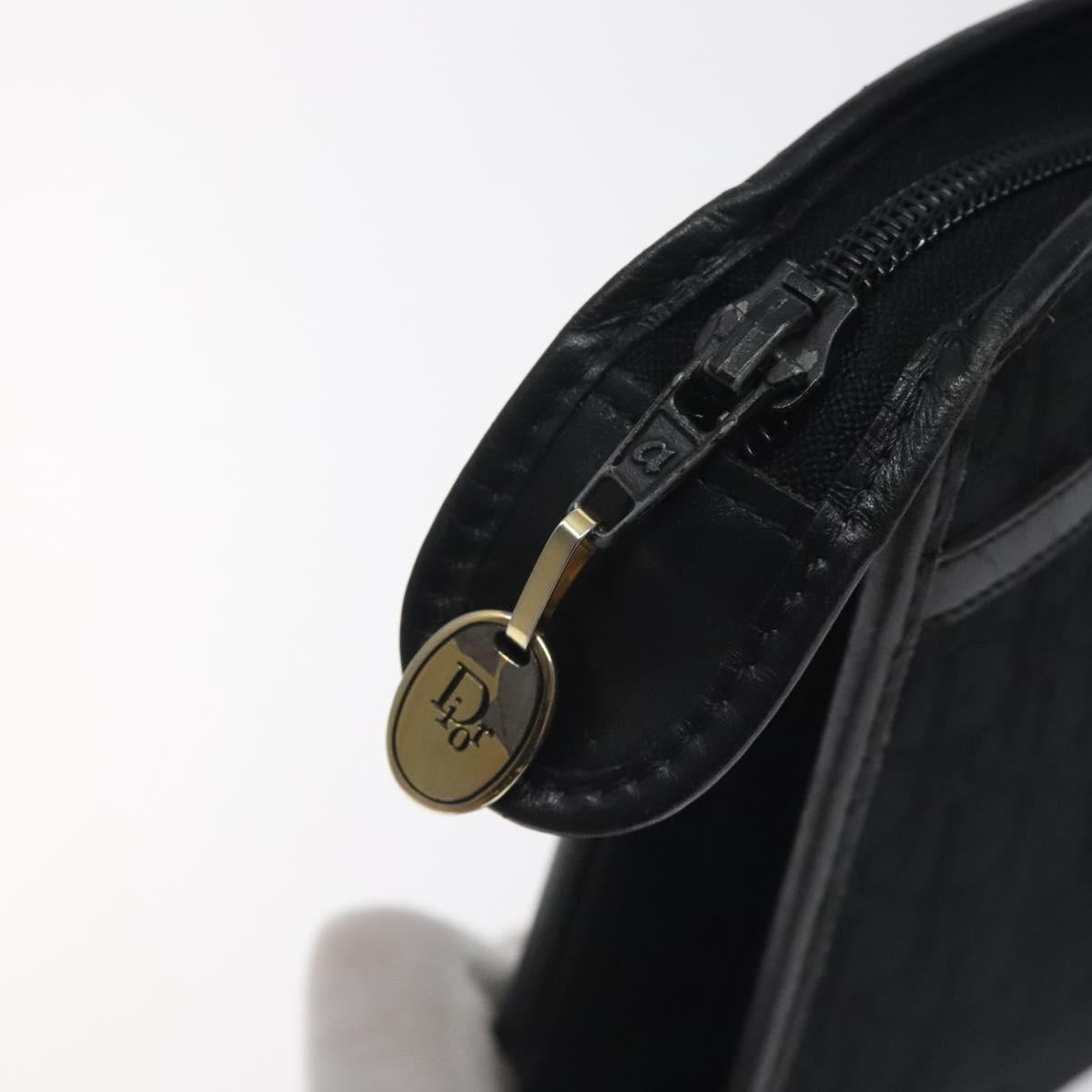 Christian Dior Trotter Canvas Clutch Bag Black Gold Auth 129106