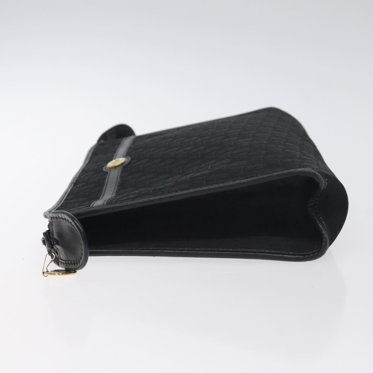 Christian Dior Trotter Canvas Clutch Bag Black Gold Auth 129106