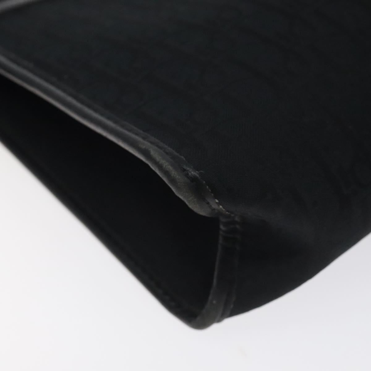 Christian Dior Trotter Canvas Clutch Bag Black Gold Auth 129106