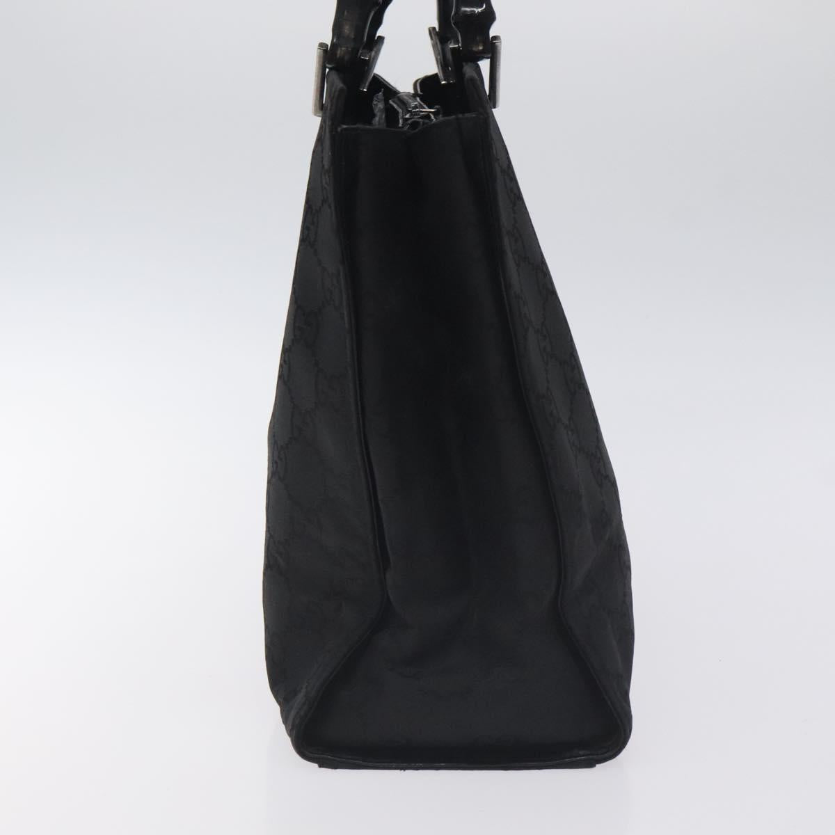 GUCCI Bamboo GG Canvas Hand Bag Nylon Black Silver 002 1010 Auth 129112