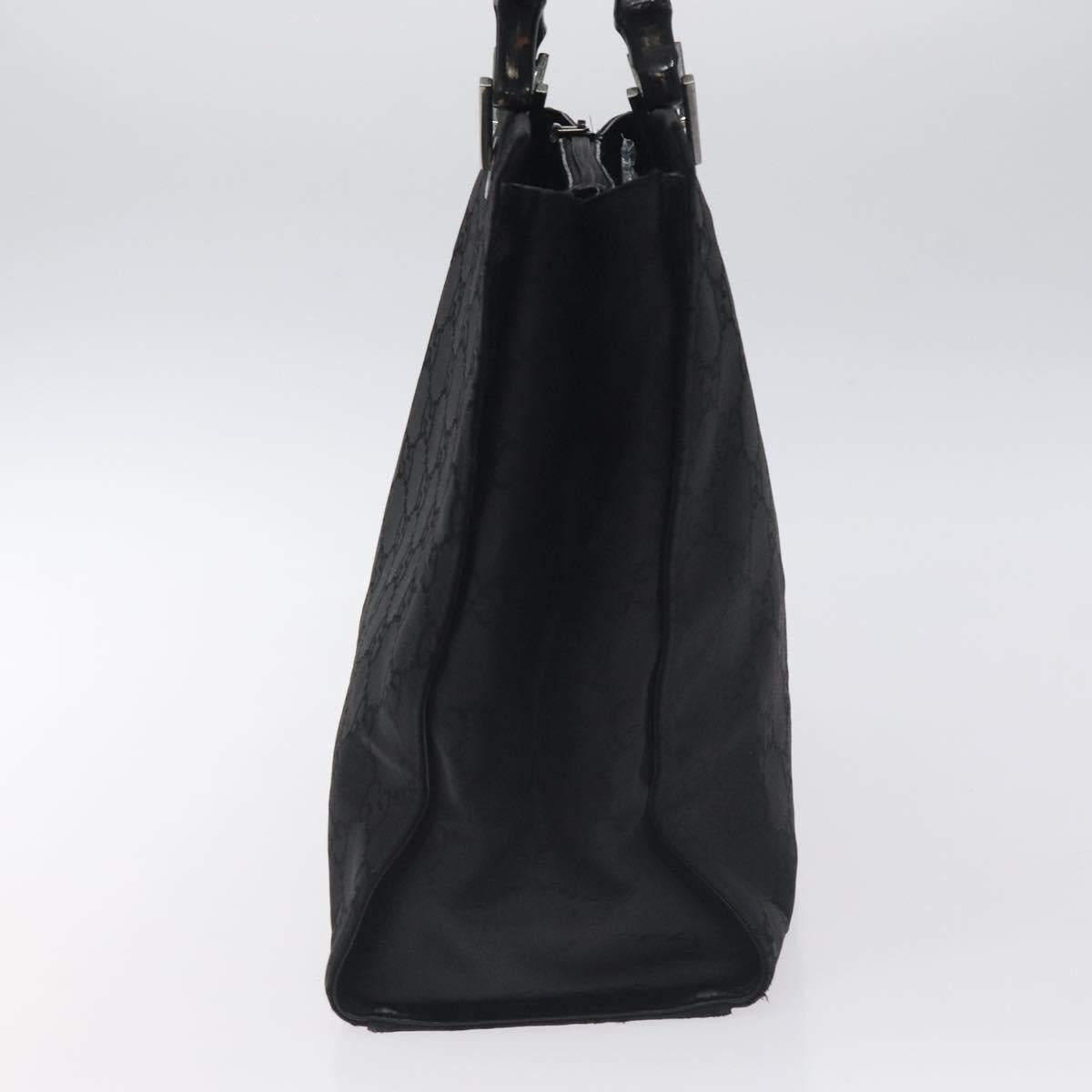 GUCCI Bamboo GG Canvas Hand Bag Nylon Black Silver 002 1010 Auth 129112