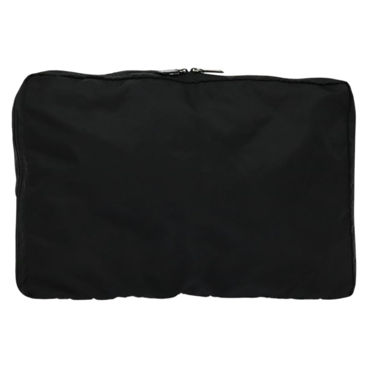 PRADA Travel Case Nylon Black Silver Auth 129117