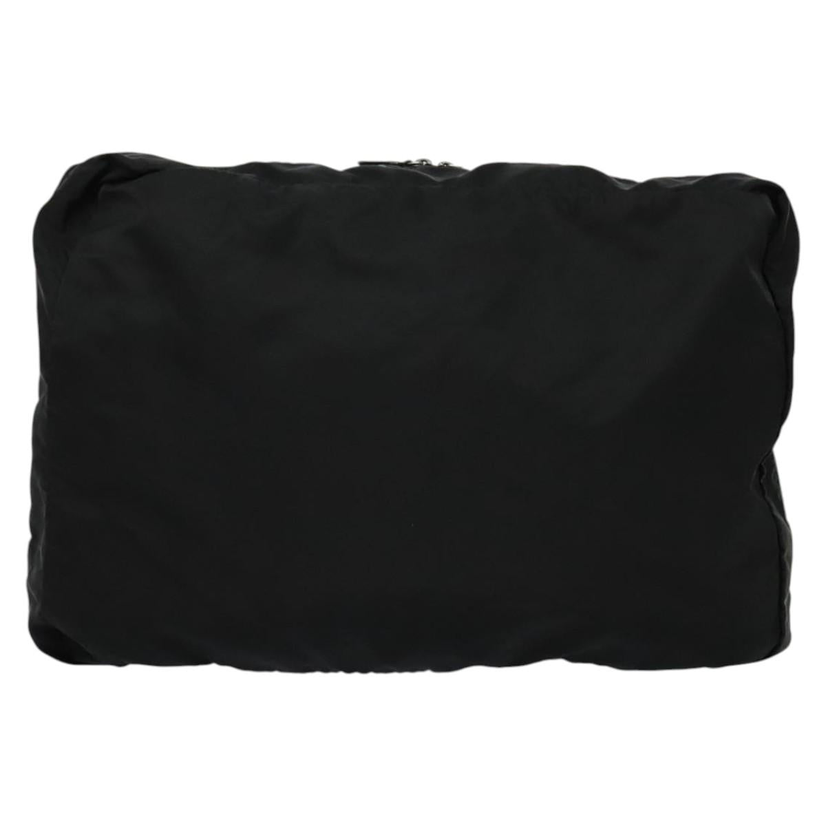 PRADA Travel Case Nylon Black Silver Auth 129117