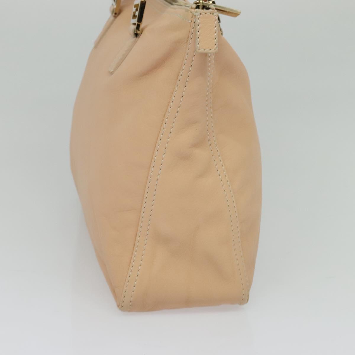 FENDI Hand Bag Leather Pink Gold Auth 129125