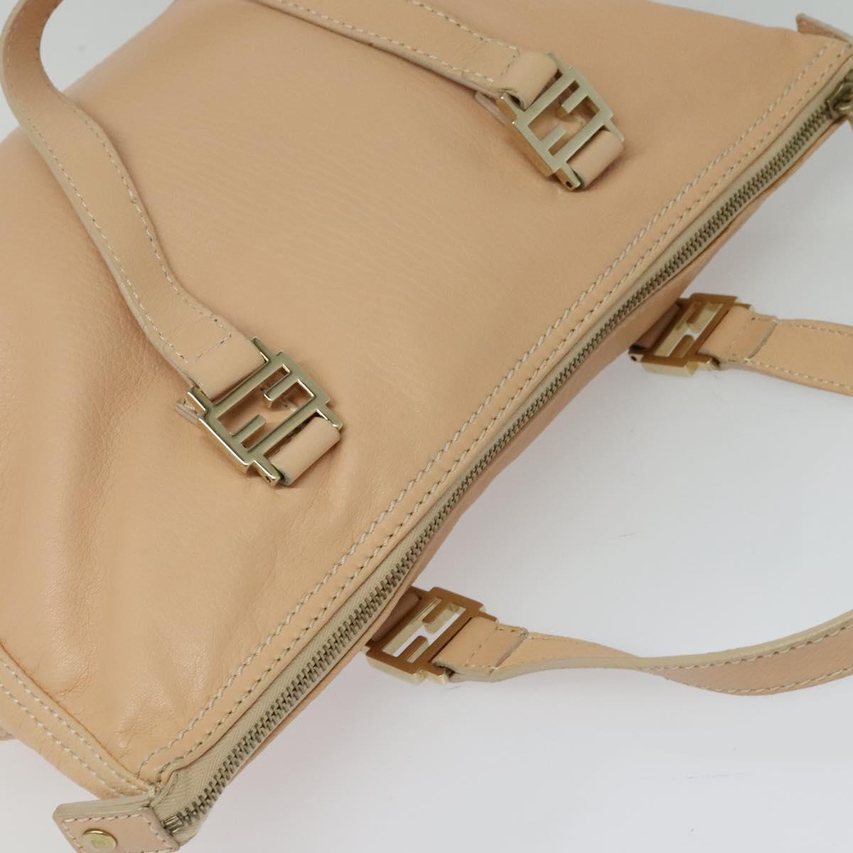 FENDI Hand Bag Leather Pink Gold Auth 129125