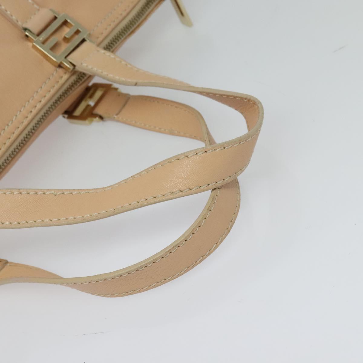 FENDI Hand Bag Leather Pink Gold Auth 129125