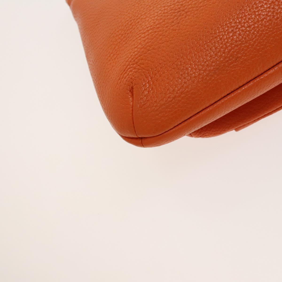 MCM Studs Chain Shoulder Bag Leather Orange Gold Auth 129209