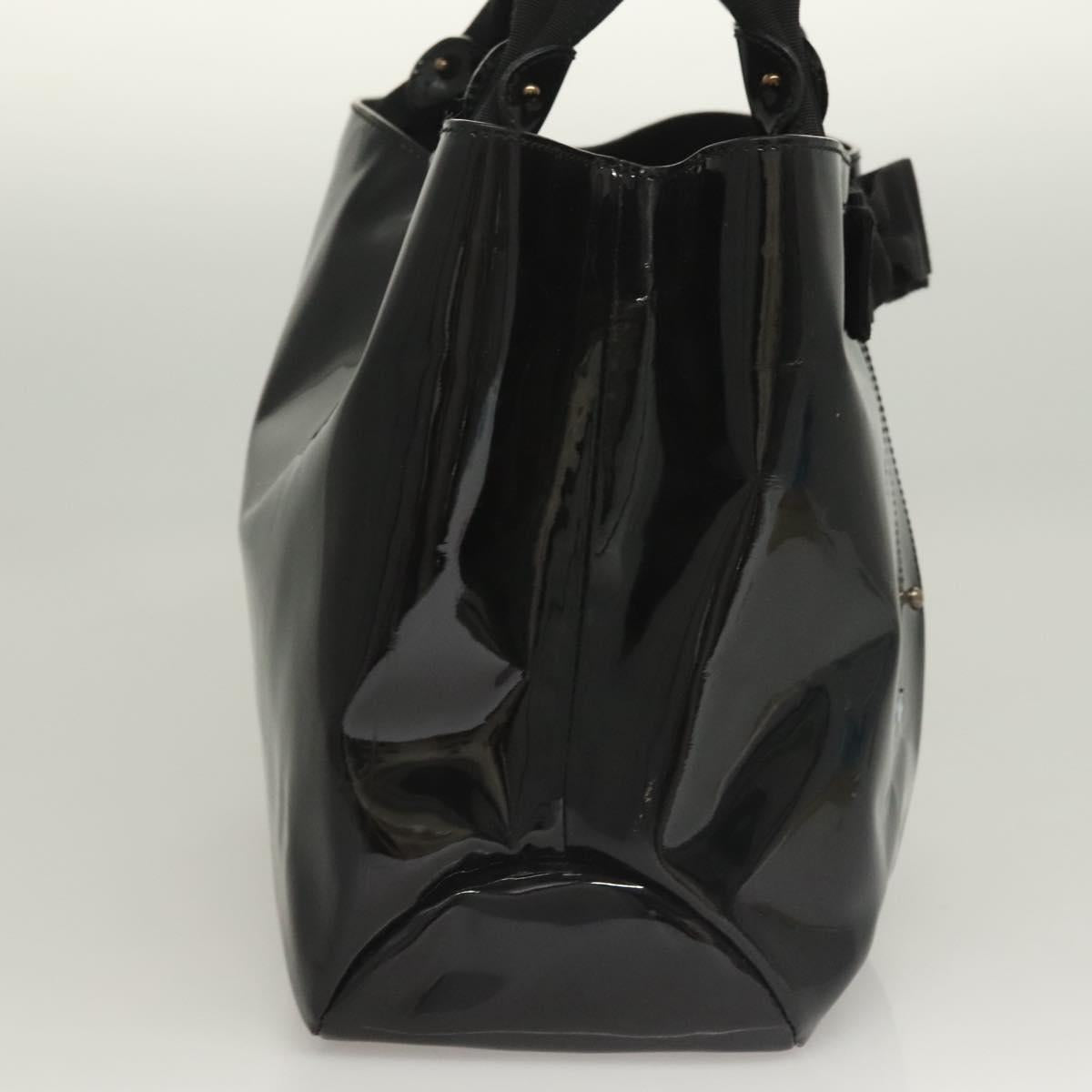 Salvatore Ferragamo Vala Hand Bag Patent leather Black Auth 129211