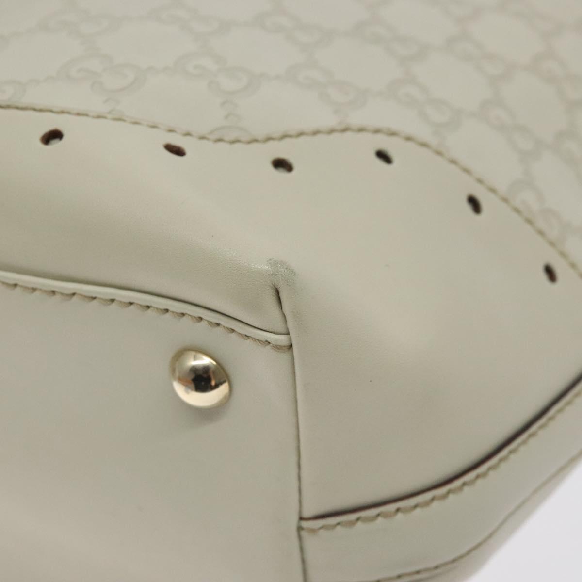 GUCCI GG Canvas Guccissima Tote Bag Leather White Gold 145984 Auth 129226