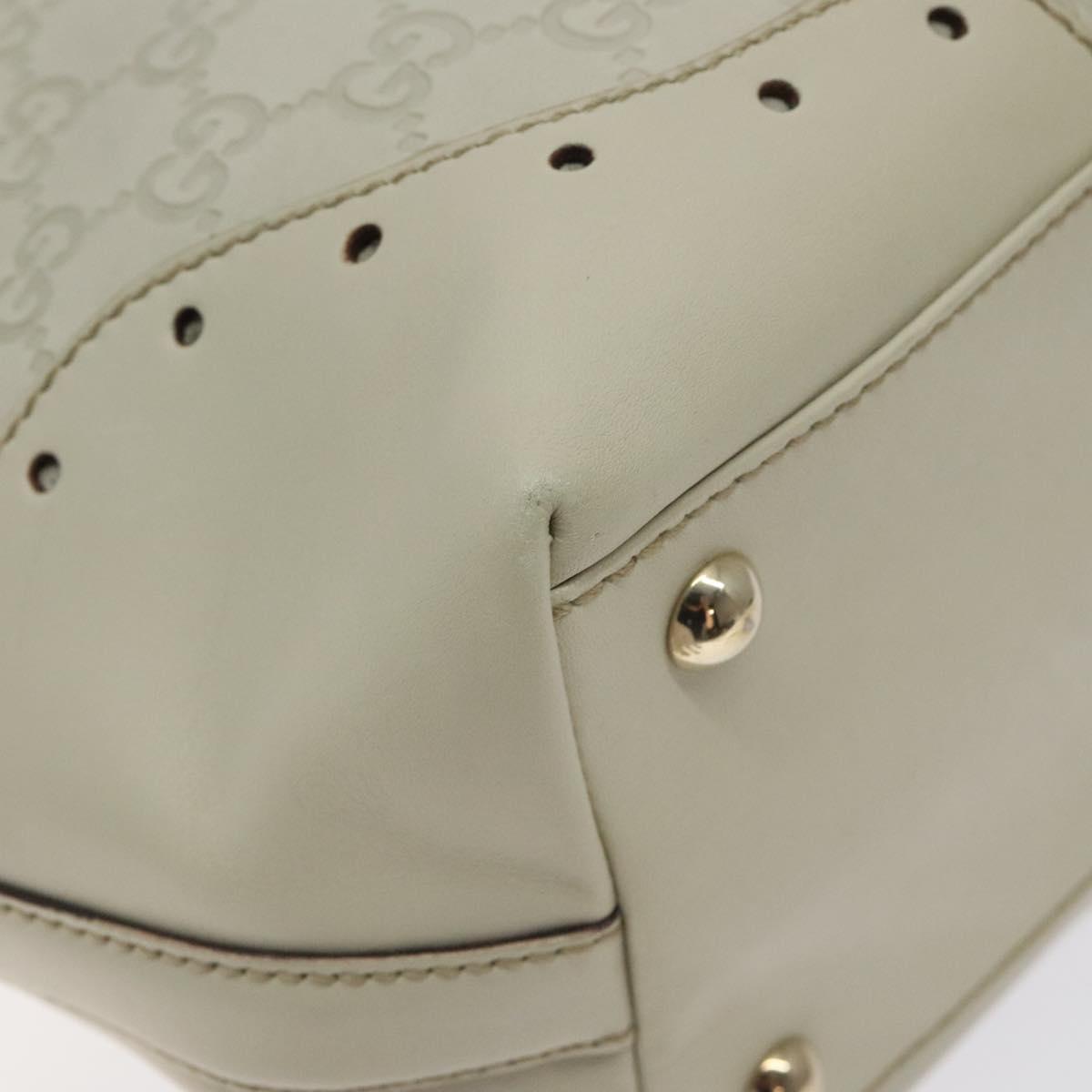 GUCCI GG Canvas Guccissima Tote Bag Leather White Gold 145984 Auth 129226