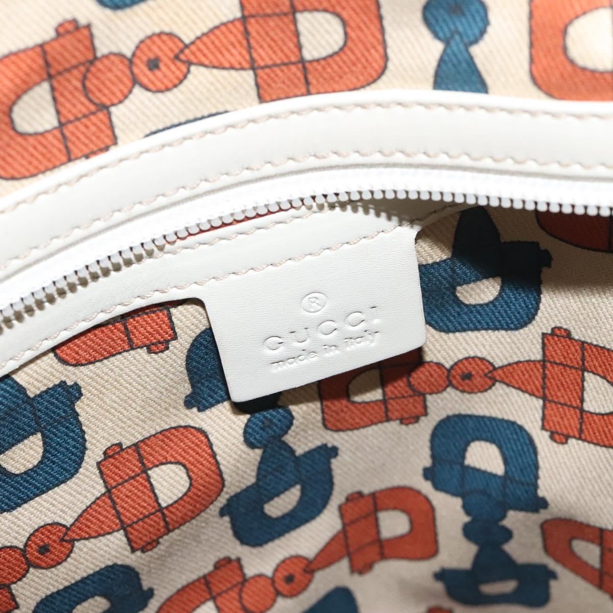 GUCCI GG Canvas Guccissima Tote Bag Leather White Gold 145984 Auth 129226
