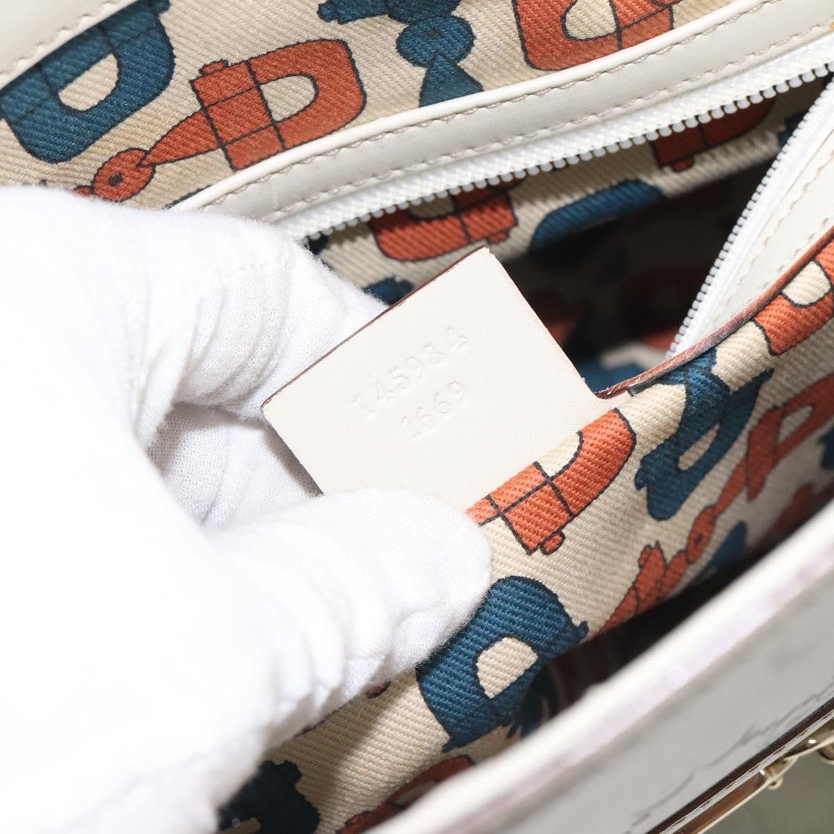 GUCCI GG Canvas Guccissima Tote Bag Leather White Gold 145984 Auth 129226