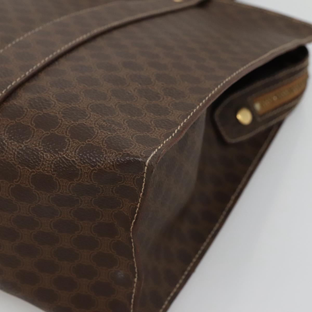 CELINE Macadam Canvas Shoulder Bag PVC Leather Brown Gold Auth 129247
