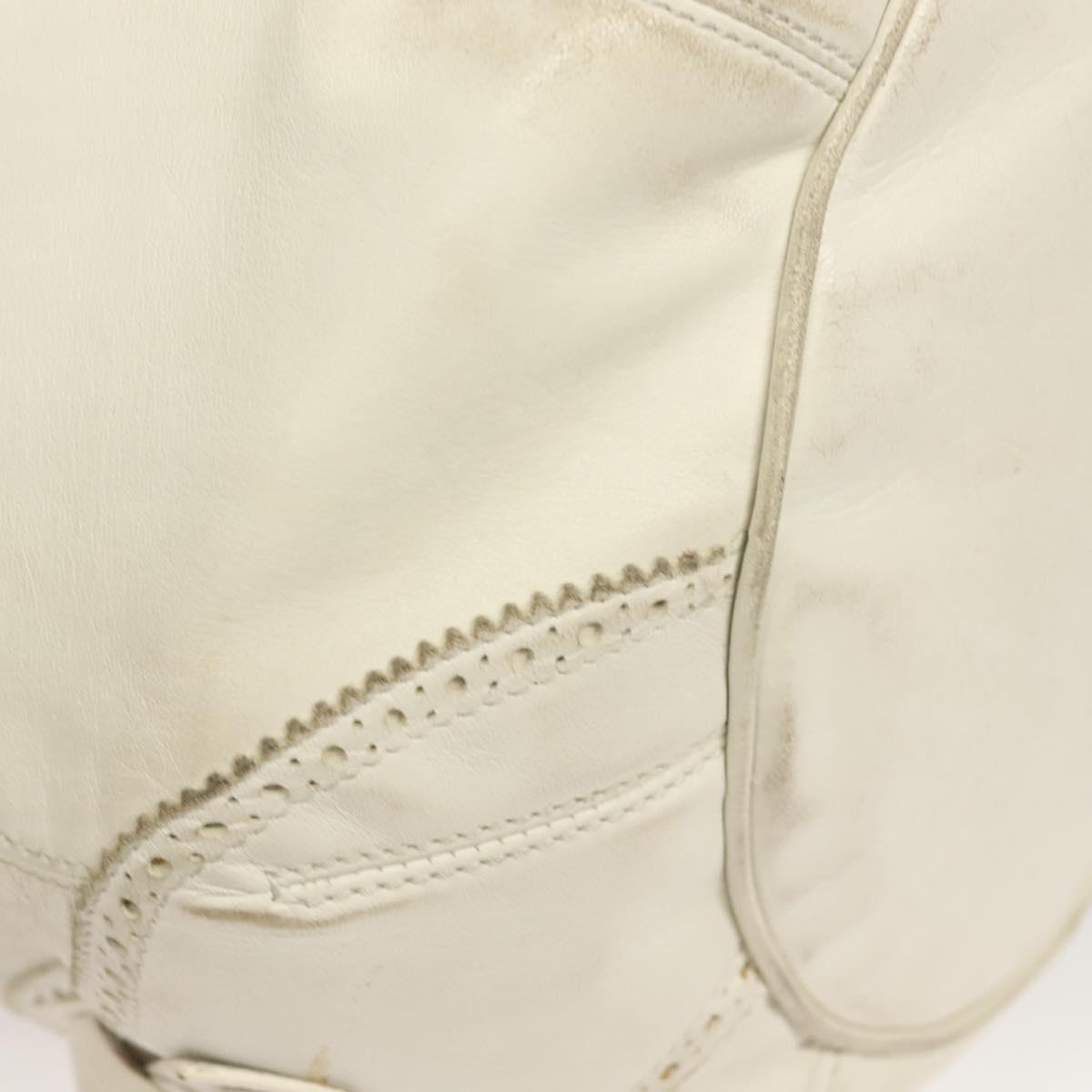 BALENCIAGA The Giant Pom Pom Bag Leather 2way White Silver 204540 Auth 129254