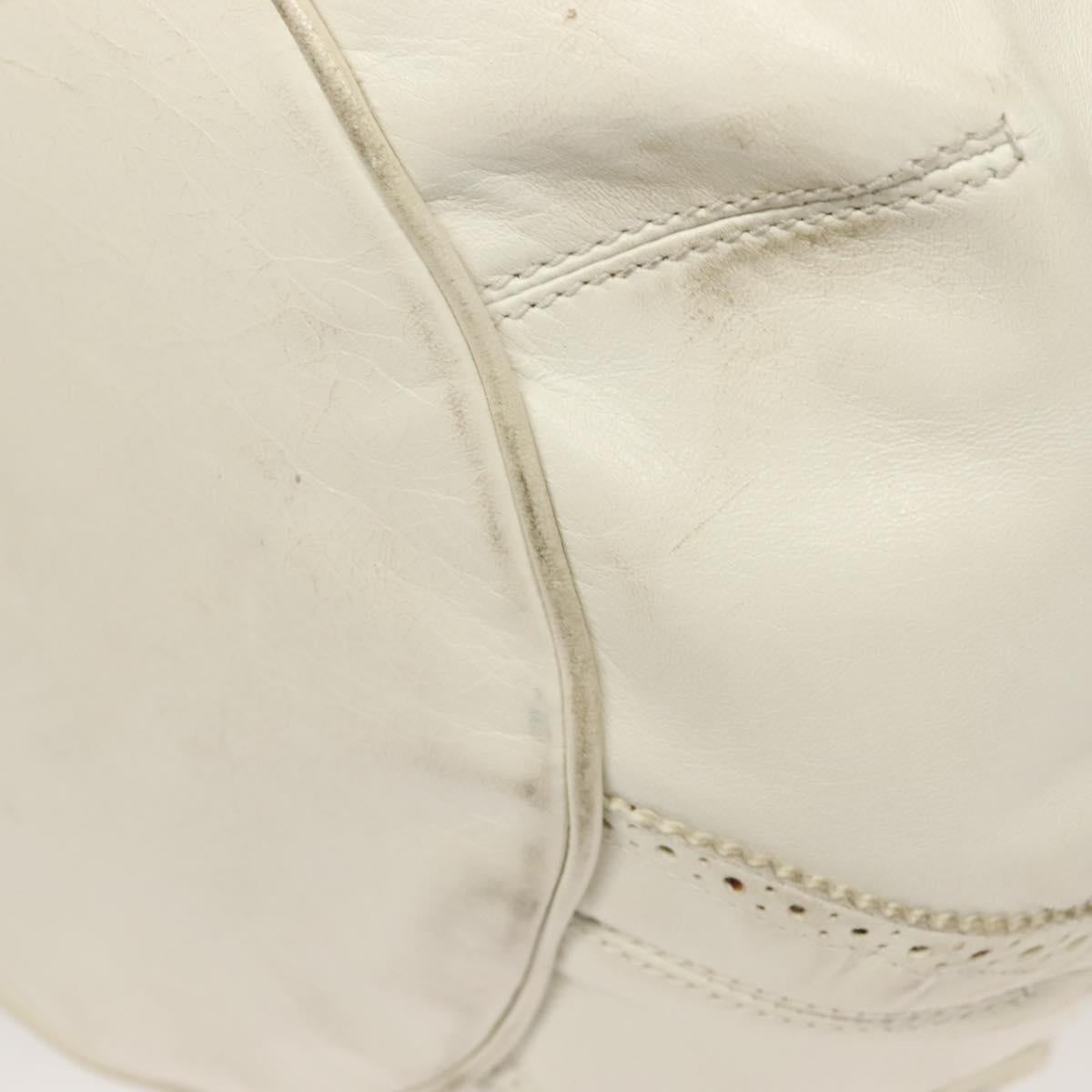 BALENCIAGA The Giant Pom Pom Bag Leather 2way White Silver 204540 Auth 129254