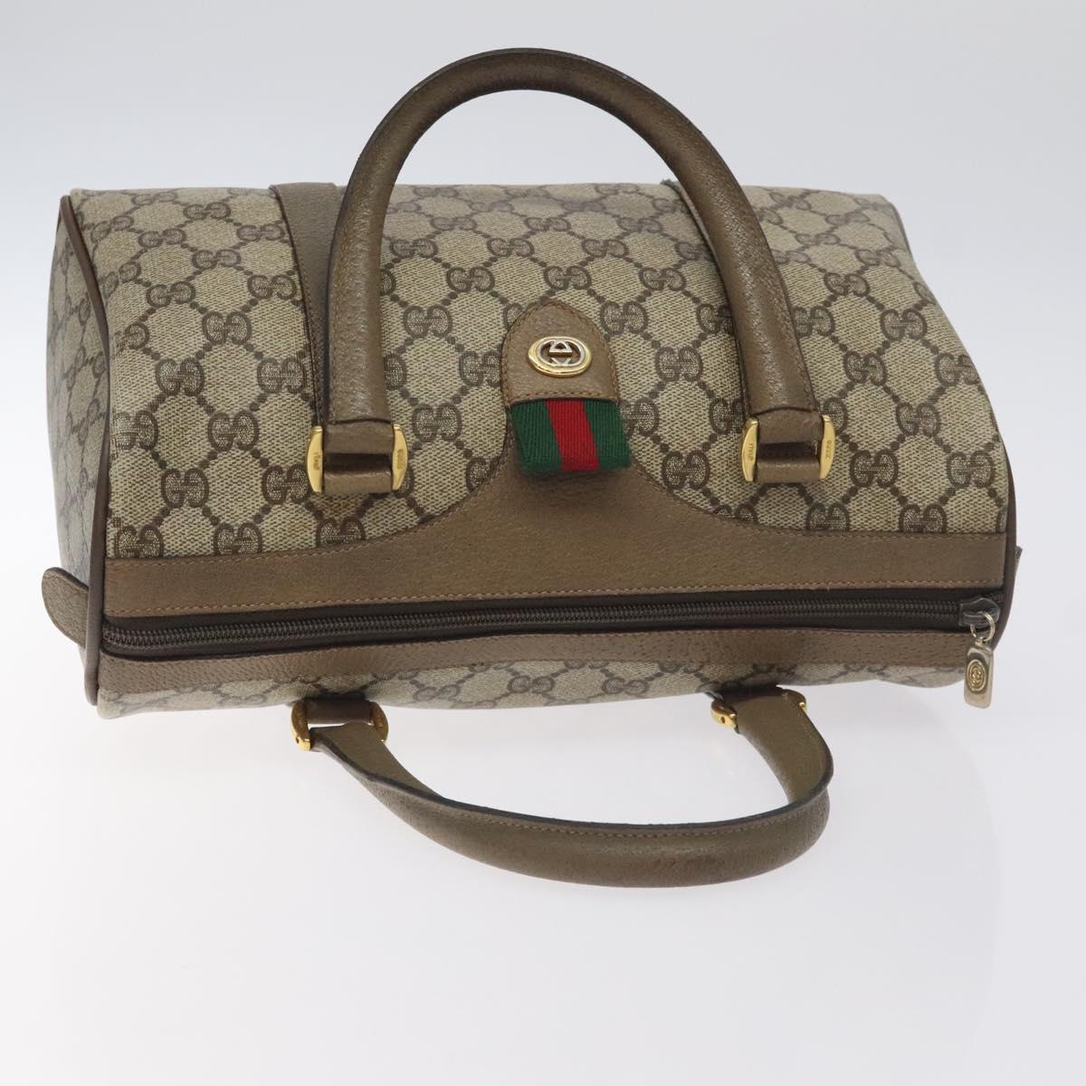 GUCCI GG Supreme Web Sherry Line Hand Bag PVC Beige Gold 116 02 006 Auth 129289
