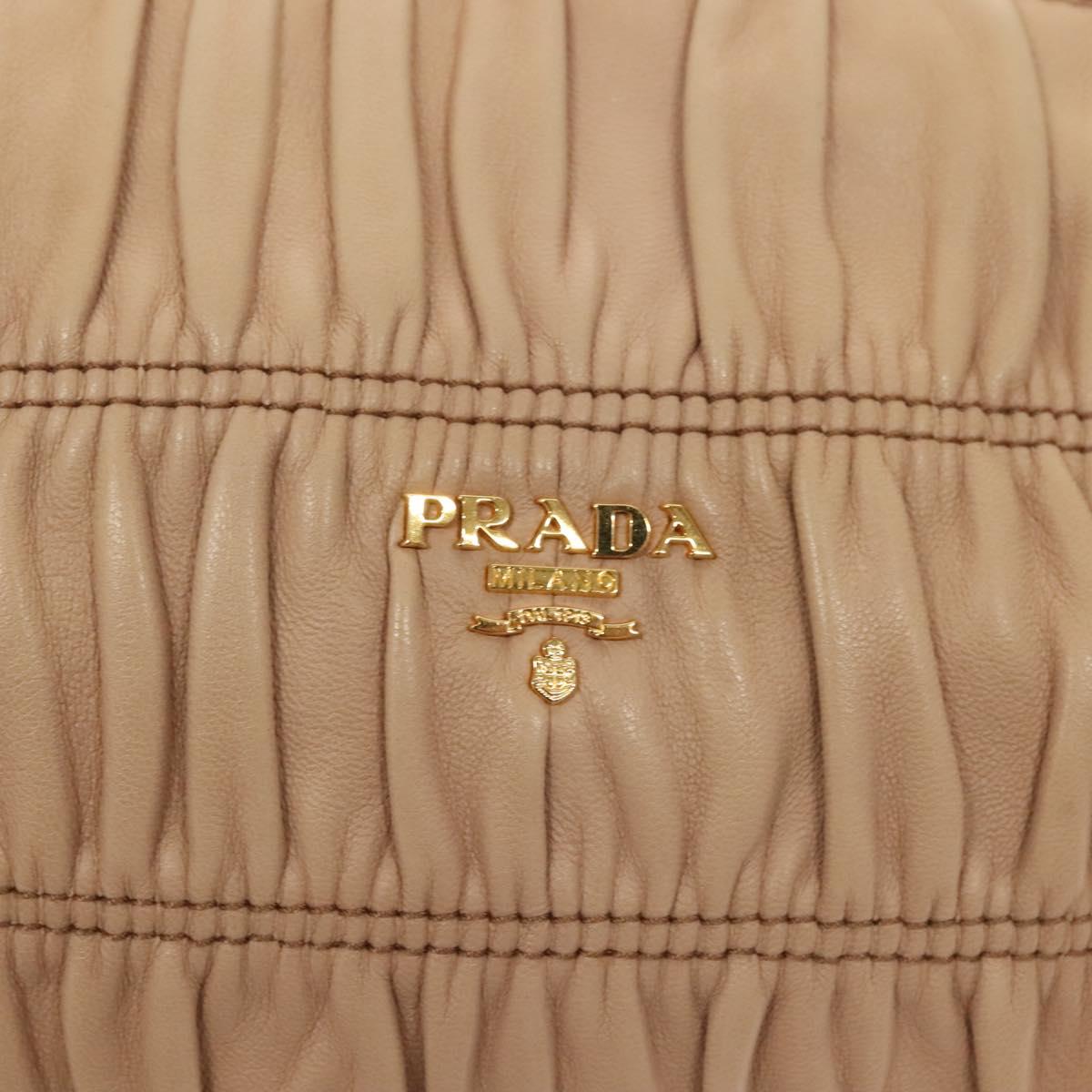 PRADA Gathered Chain Shoulder Bag Leather Pink Gold Auth 129324