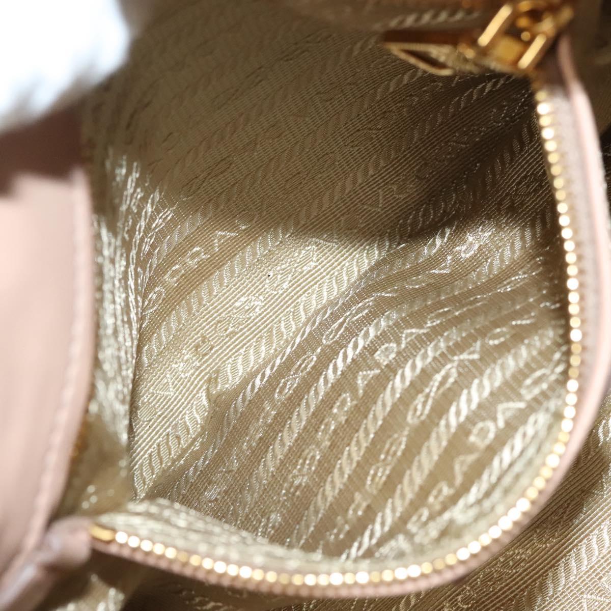 PRADA Gathered Chain Shoulder Bag Leather Pink Gold Auth 129324