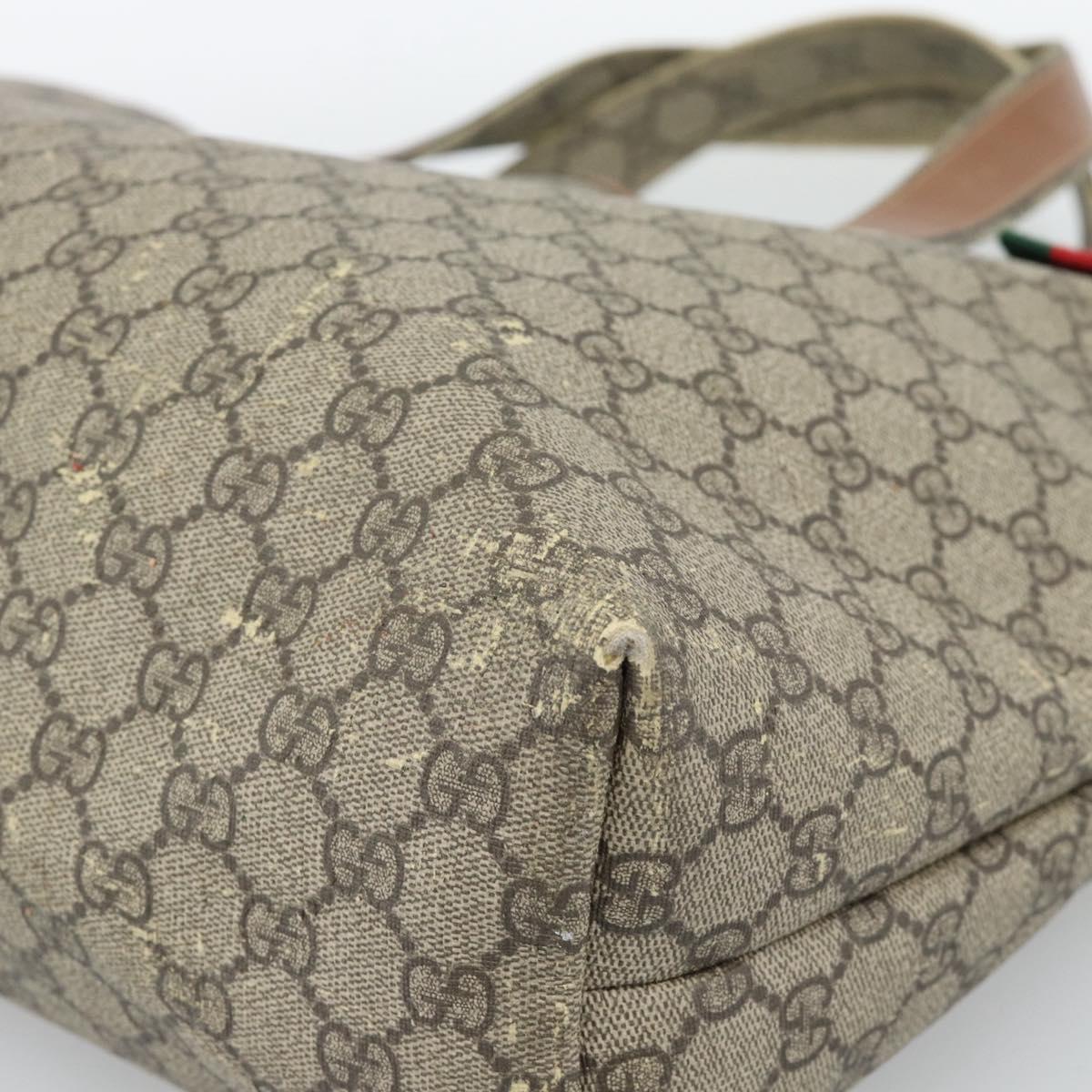 GUCCI GG Supreme Tote Bag PVC Beige Gold 211134 Auth 129338