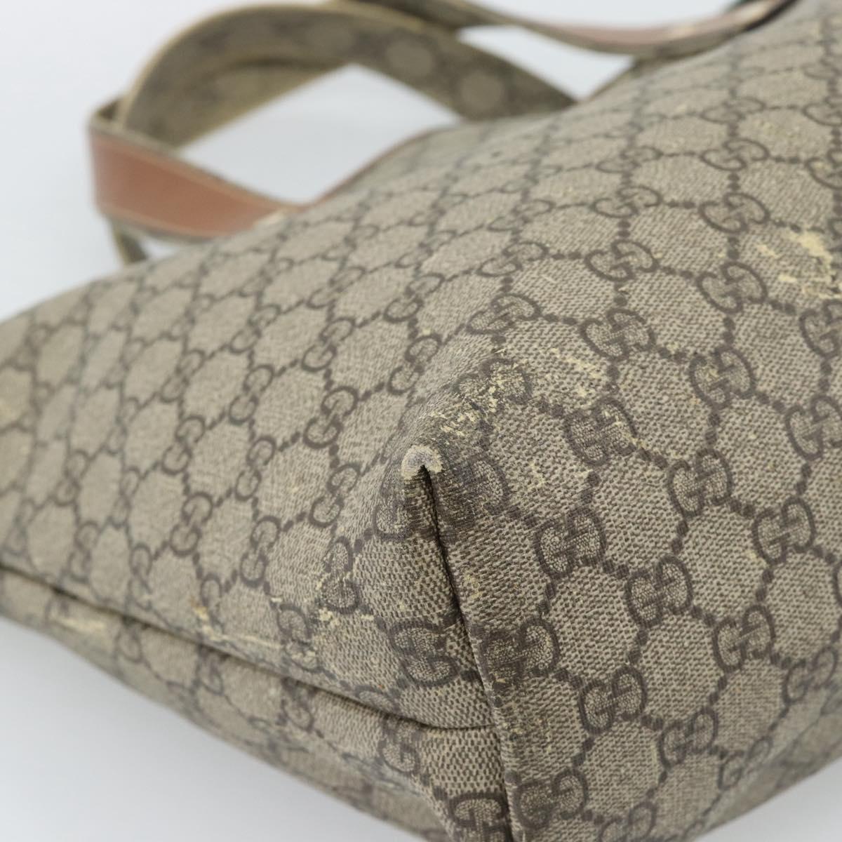 GUCCI GG Supreme Tote Bag PVC Beige Gold 211134 Auth 129338