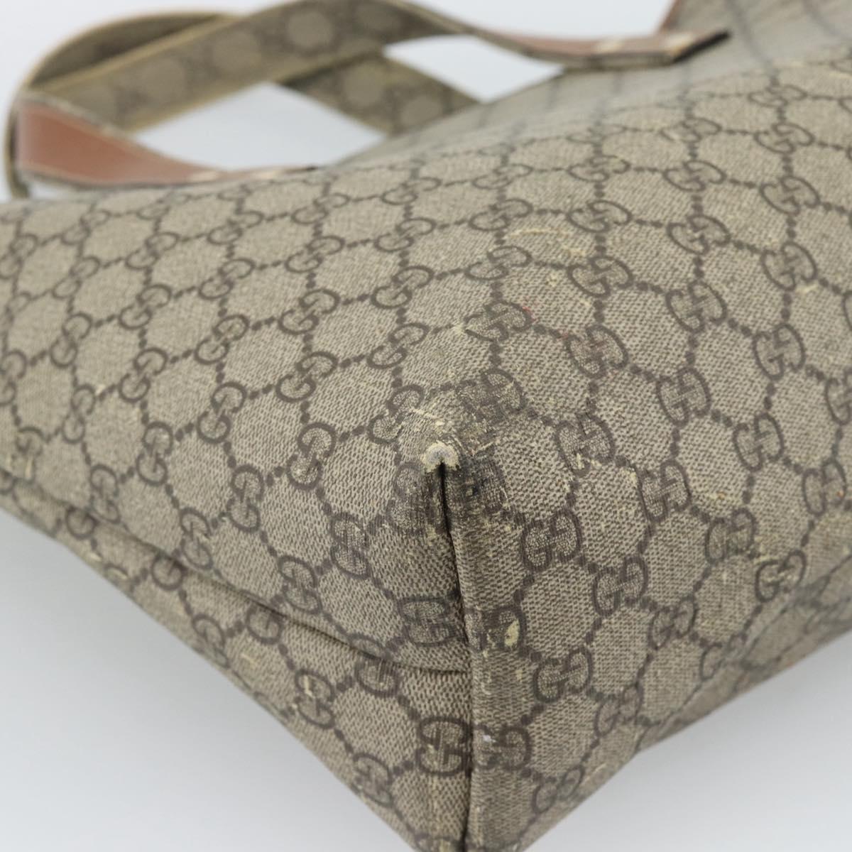 GUCCI GG Supreme Tote Bag PVC Beige Gold 211134 Auth 129338