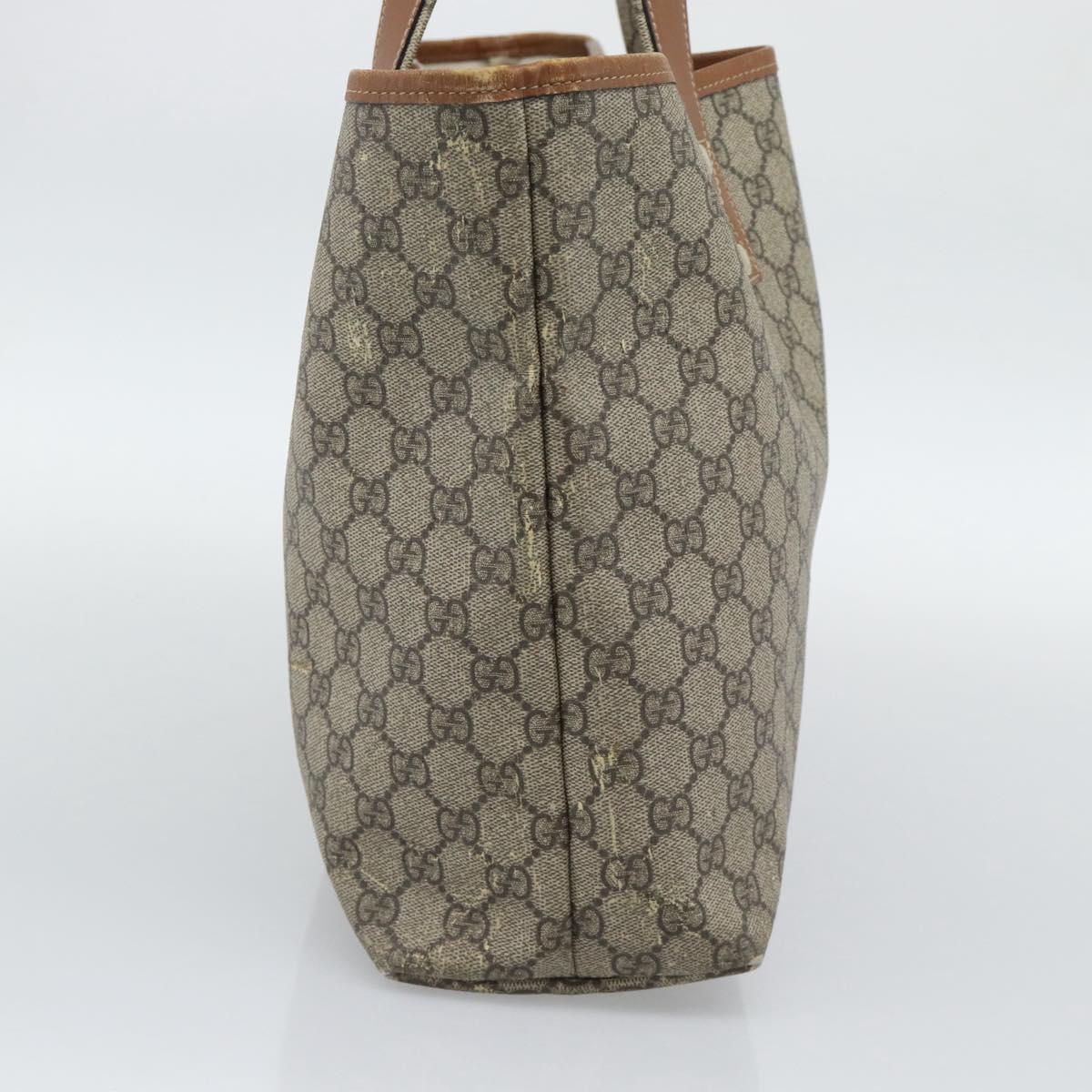 GUCCI GG Supreme Tote Bag PVC Beige Gold 211134 Auth 129338