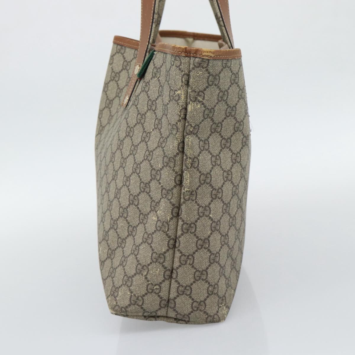 GUCCI GG Supreme Tote Bag PVC Beige Gold 211134 Auth 129338