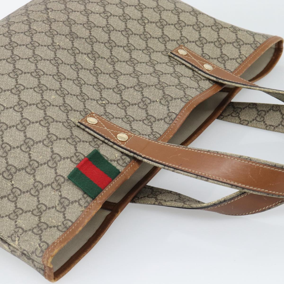 GUCCI GG Supreme Tote Bag PVC Beige Gold 211134 Auth 129338