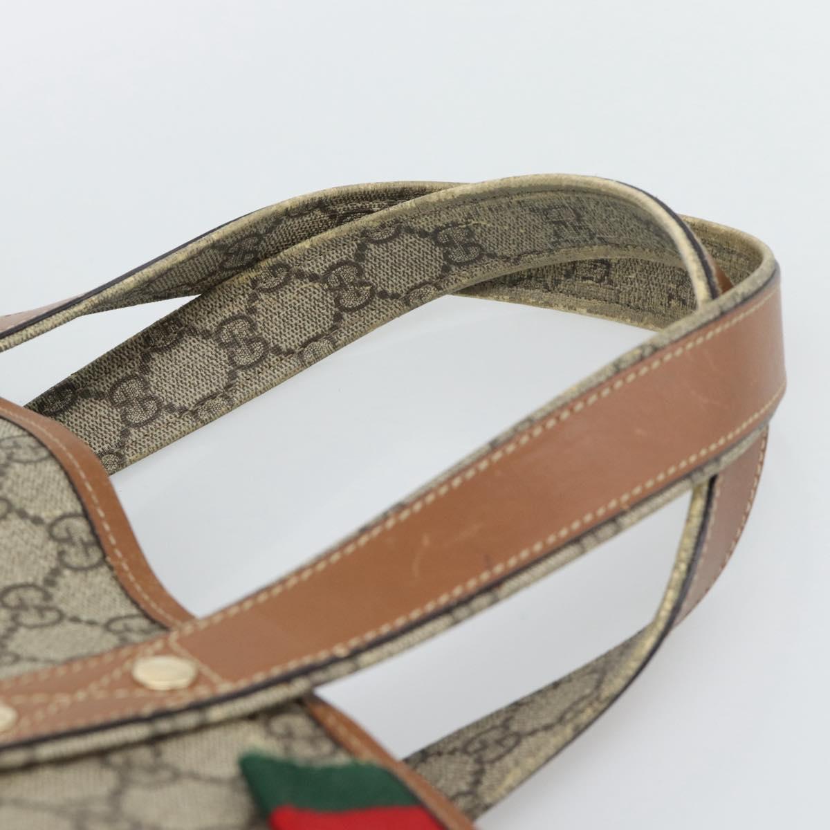 GUCCI GG Supreme Tote Bag PVC Beige Gold 211134 Auth 129338