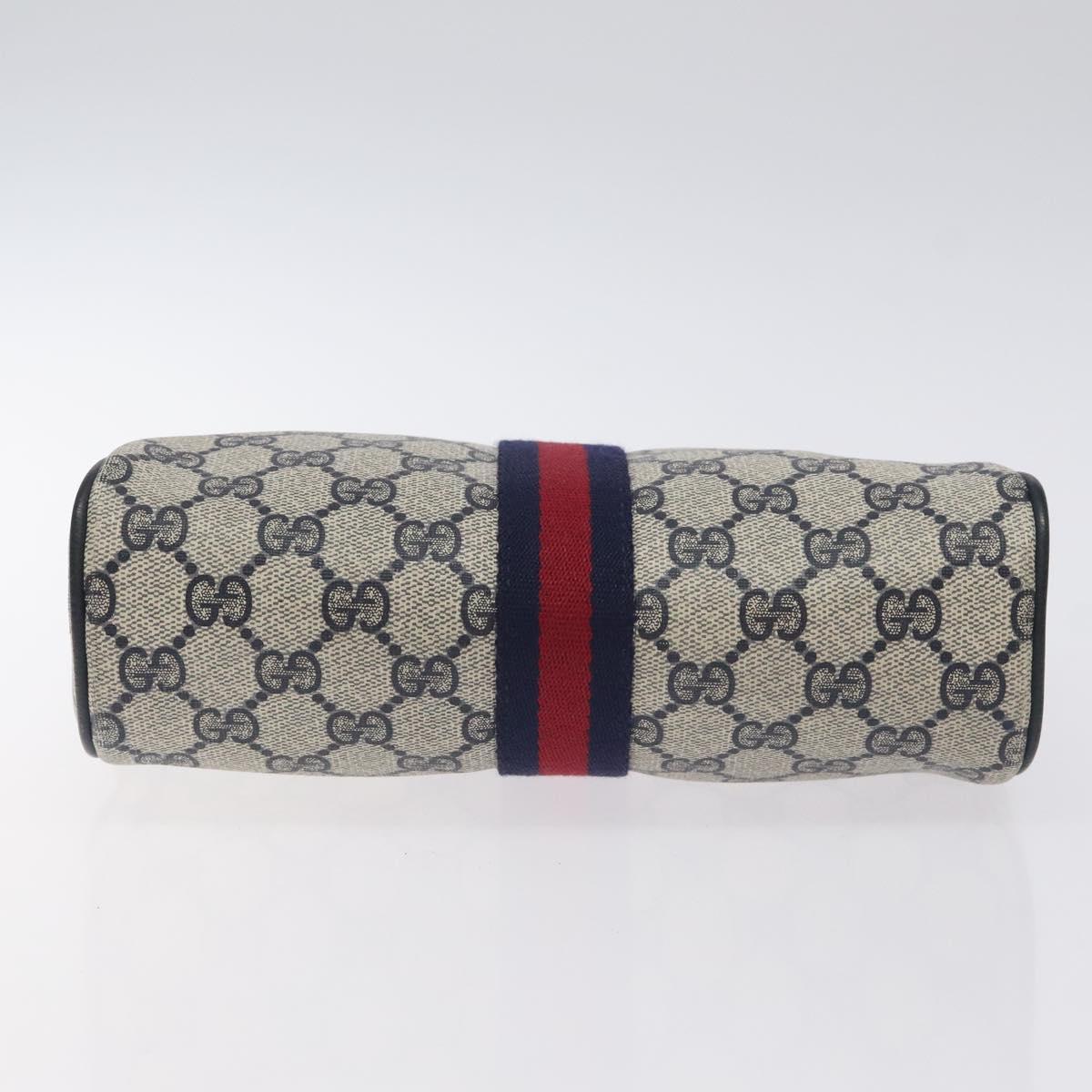 GUCCI GG Supreme Sherry Line Clutch Bag PVC Navy Gold Red 56 01 012 Auth 129340