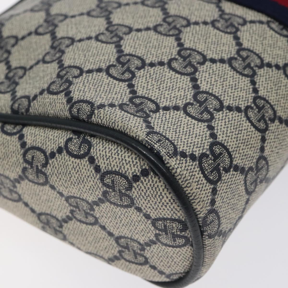 GUCCI GG Supreme Sherry Line Clutch Bag PVC Navy Gold Red 56 01 012 Auth 129340