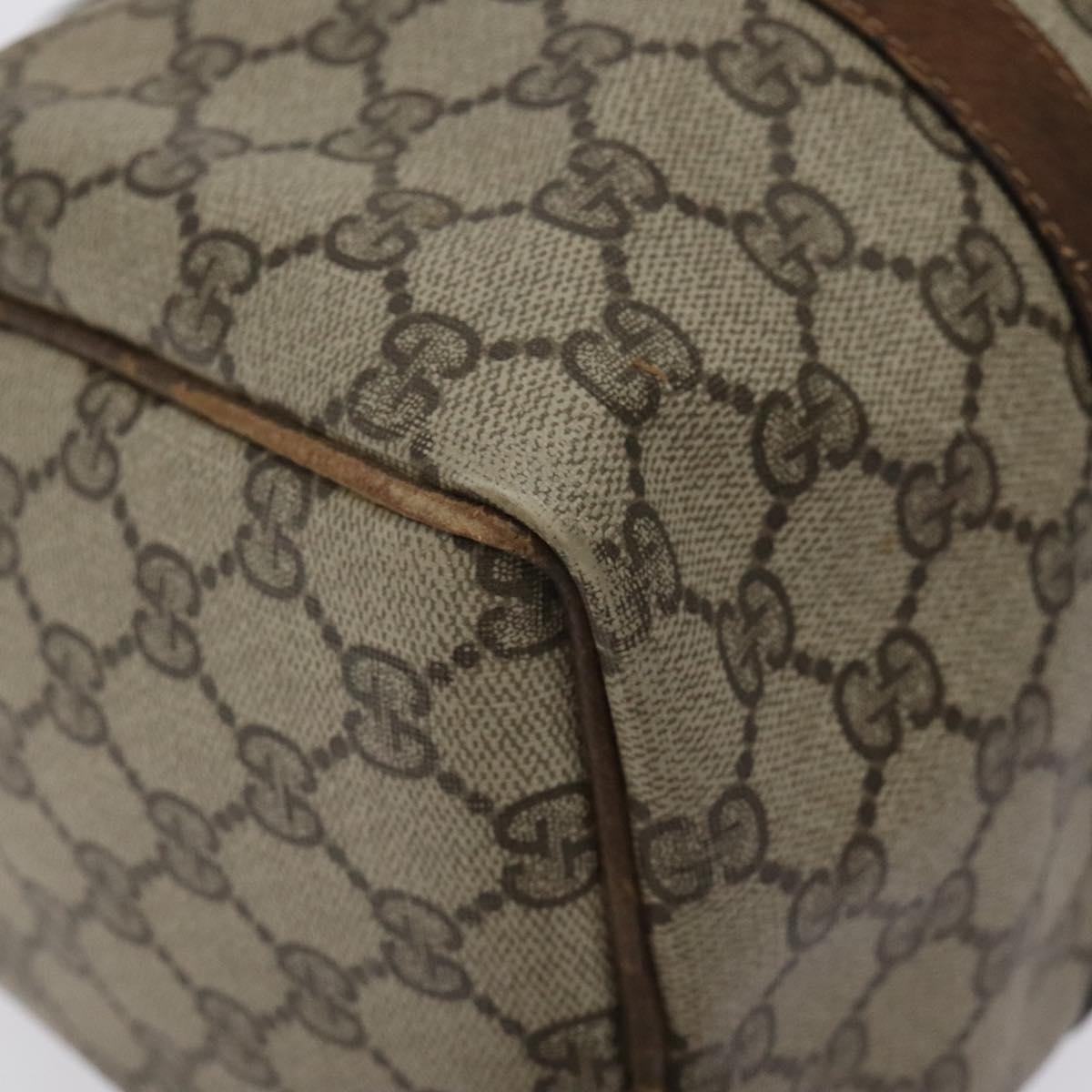 GUCCI GG Supreme Web Sherry Line Hand Bag PVC Beige Gold Auth 129383