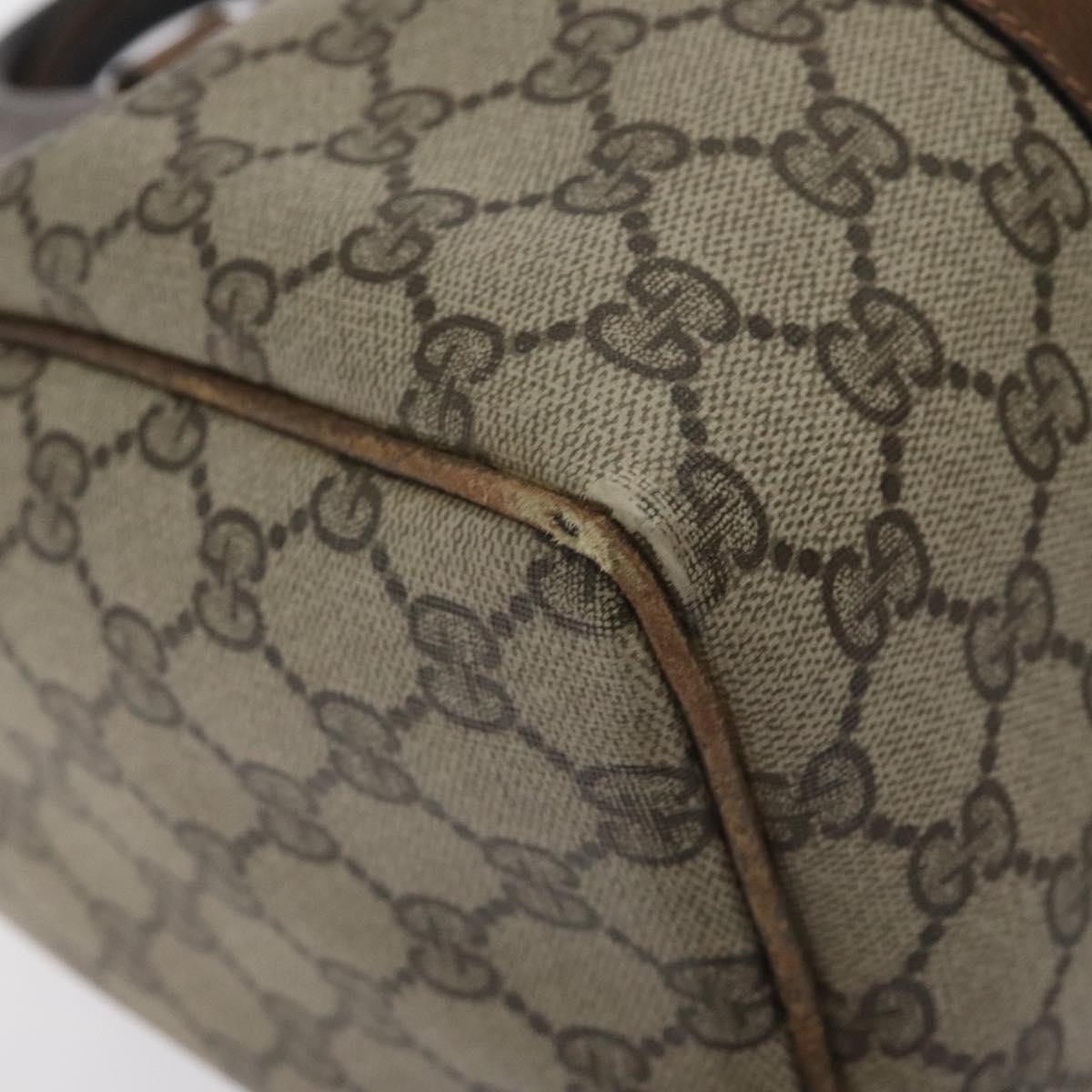 GUCCI GG Supreme Web Sherry Line Hand Bag PVC Beige Gold Auth 129383