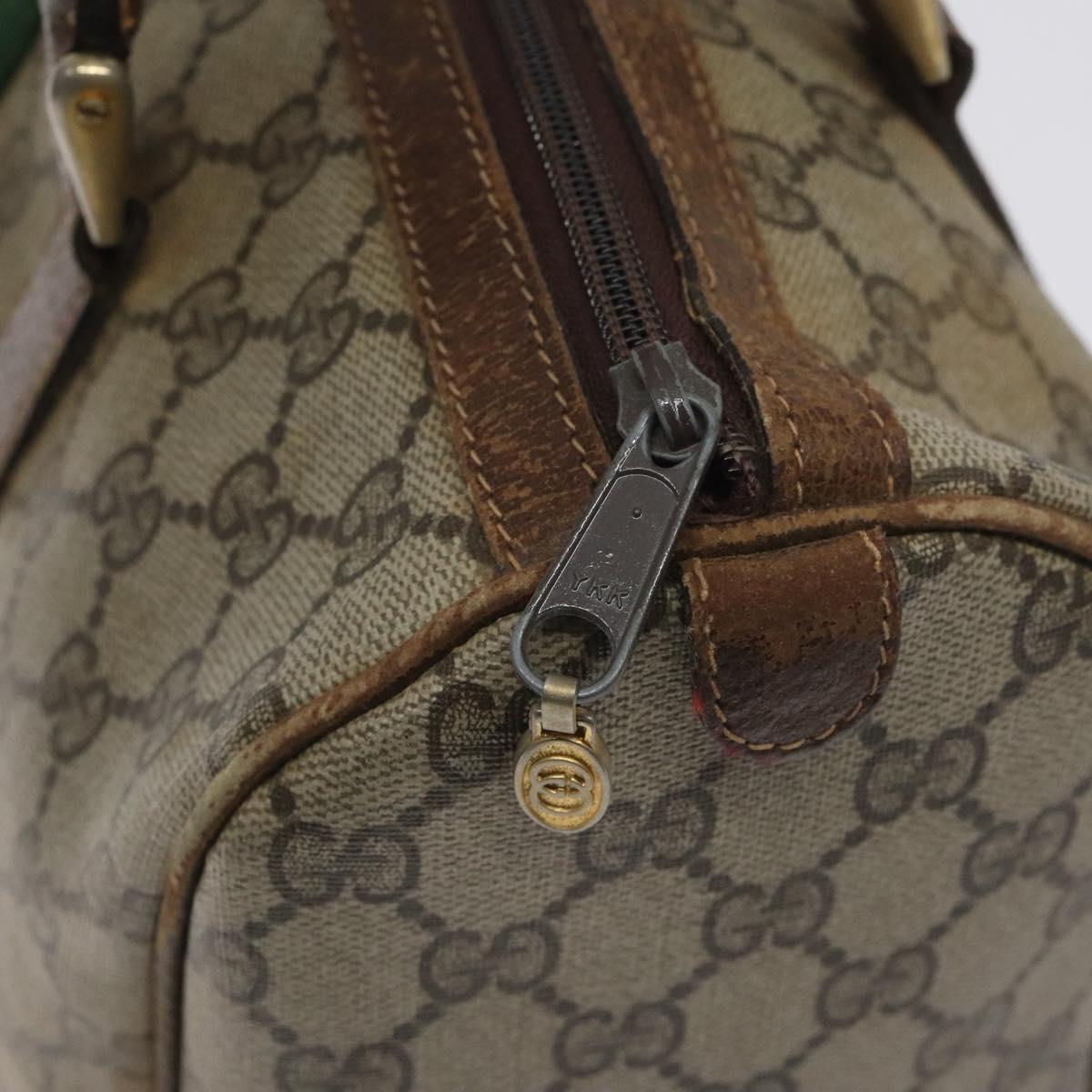 GUCCI GG Supreme Web Sherry Line Hand Bag PVC Beige Gold Auth 129383