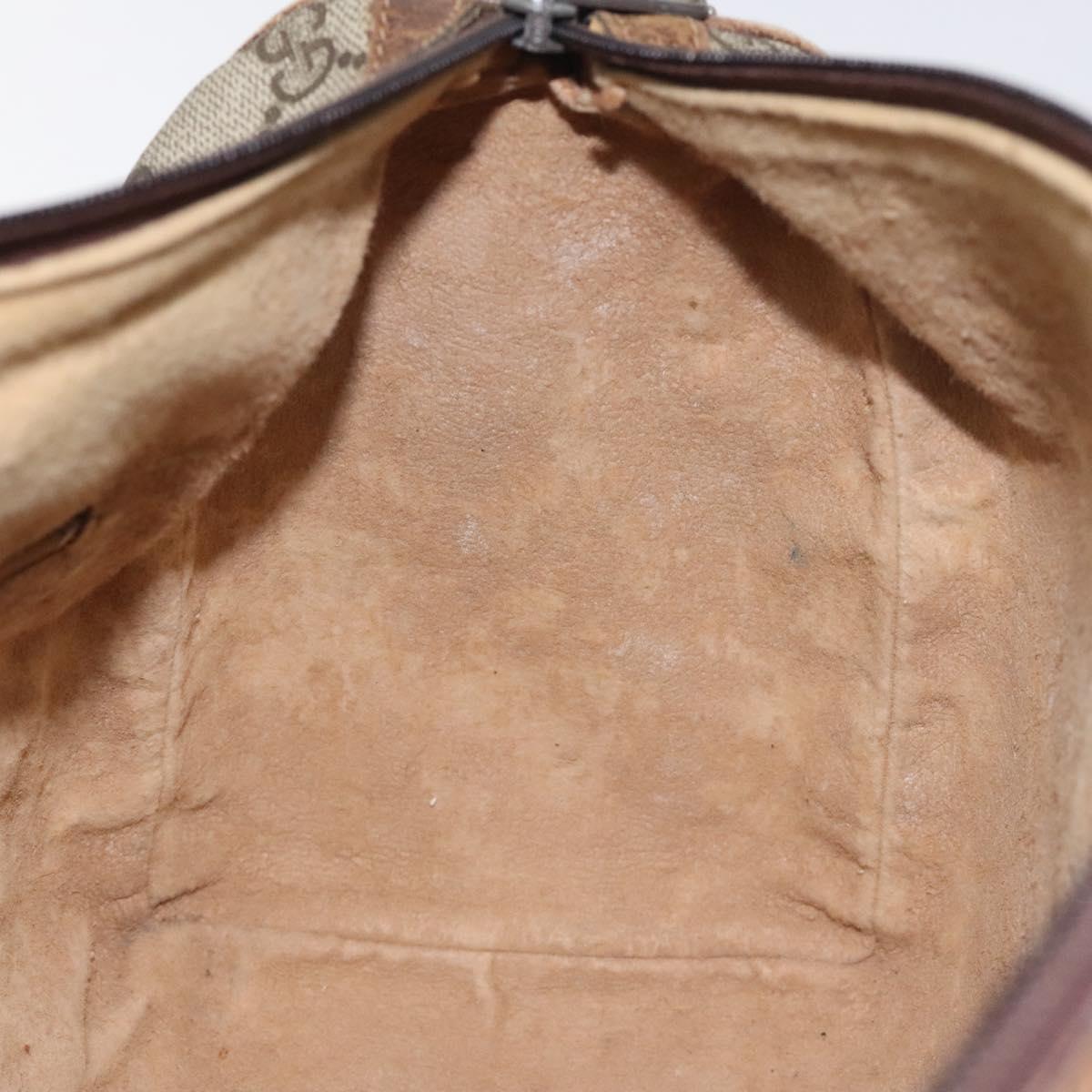 GUCCI GG Supreme Web Sherry Line Hand Bag PVC Beige Gold Auth 129383