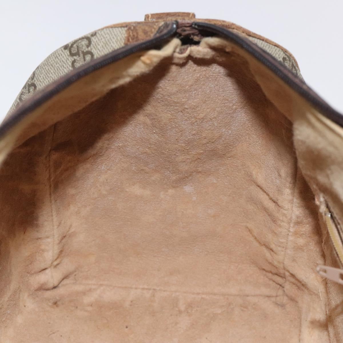 GUCCI GG Supreme Web Sherry Line Hand Bag PVC Beige Gold Auth 129383