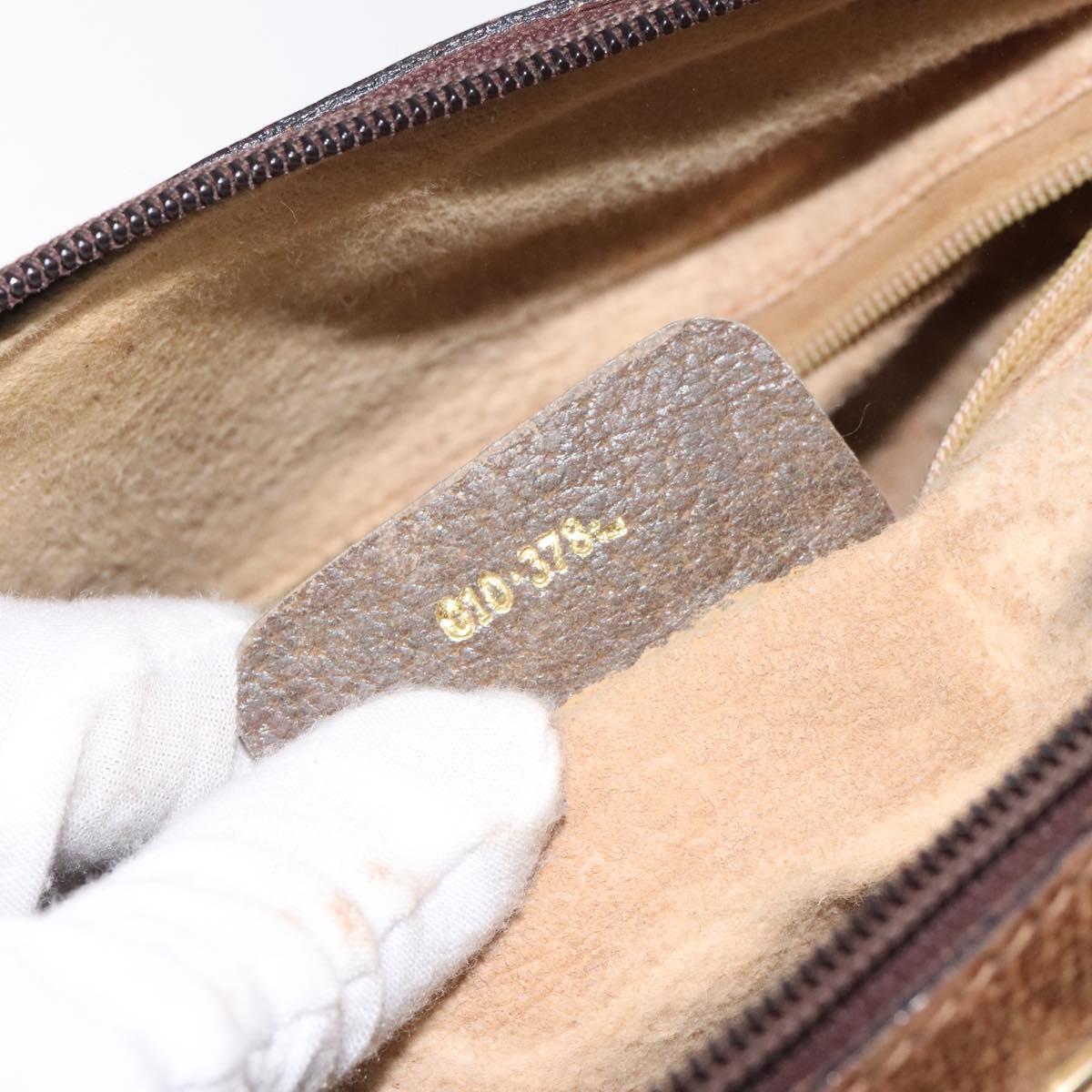 GUCCI GG Supreme Web Sherry Line Hand Bag PVC Beige Gold Auth 129383