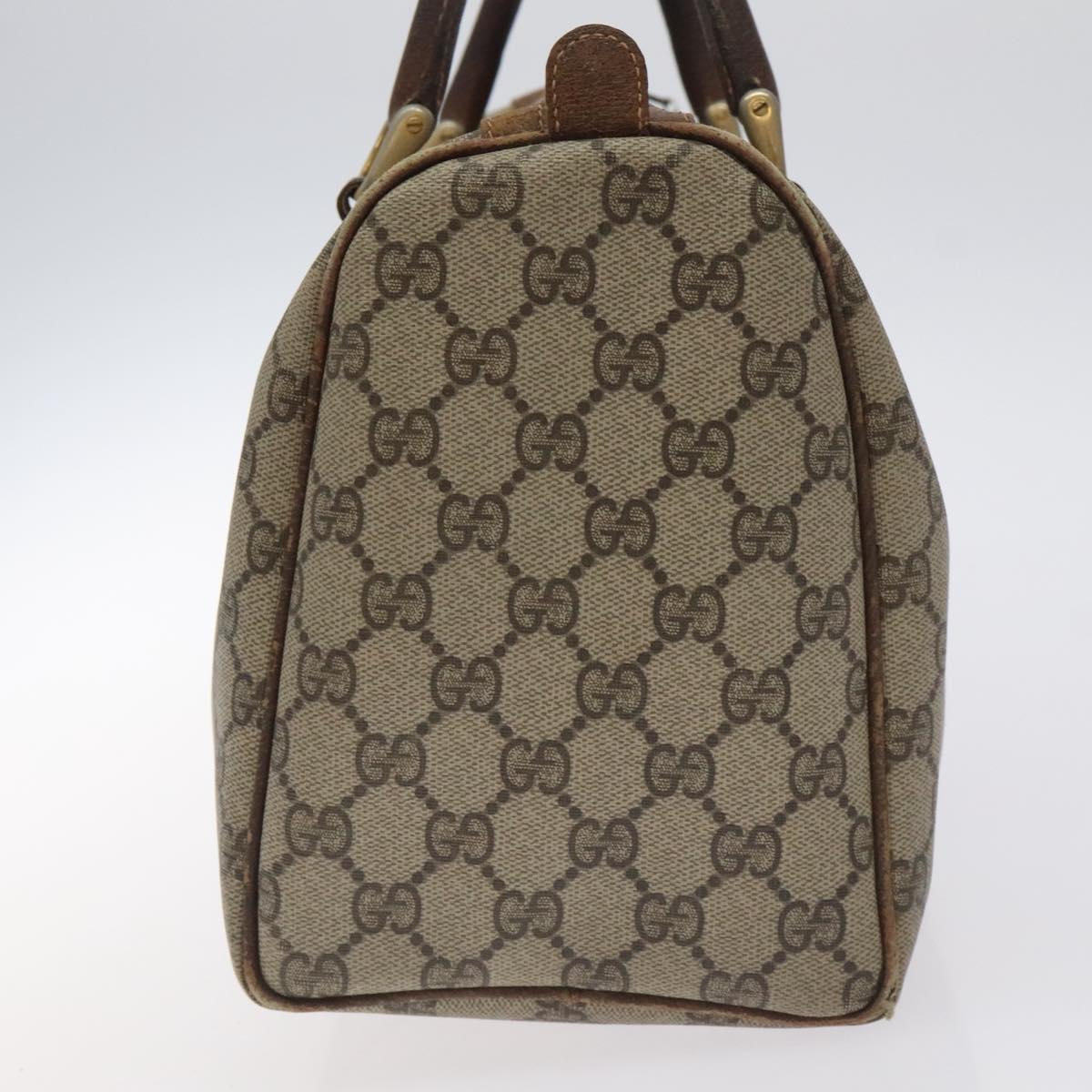 GUCCI GG Supreme Web Sherry Line Hand Bag PVC Beige Gold Auth 129383