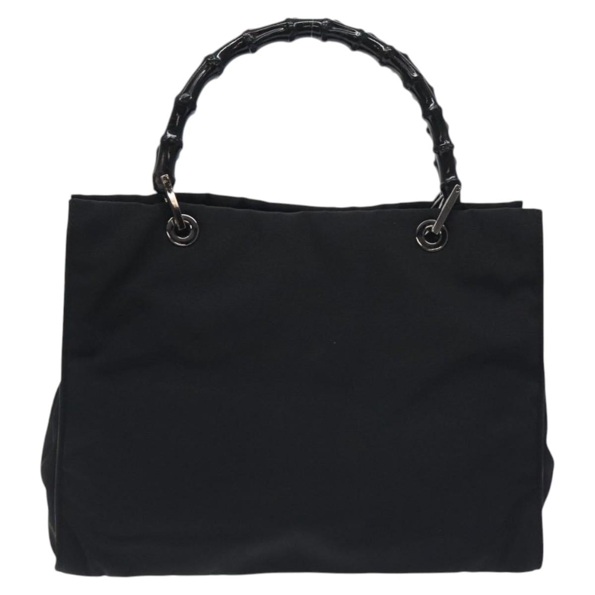 GUCCI Bamboo Hand Bag Canvas Black Silver 002 1016 Auth 129394