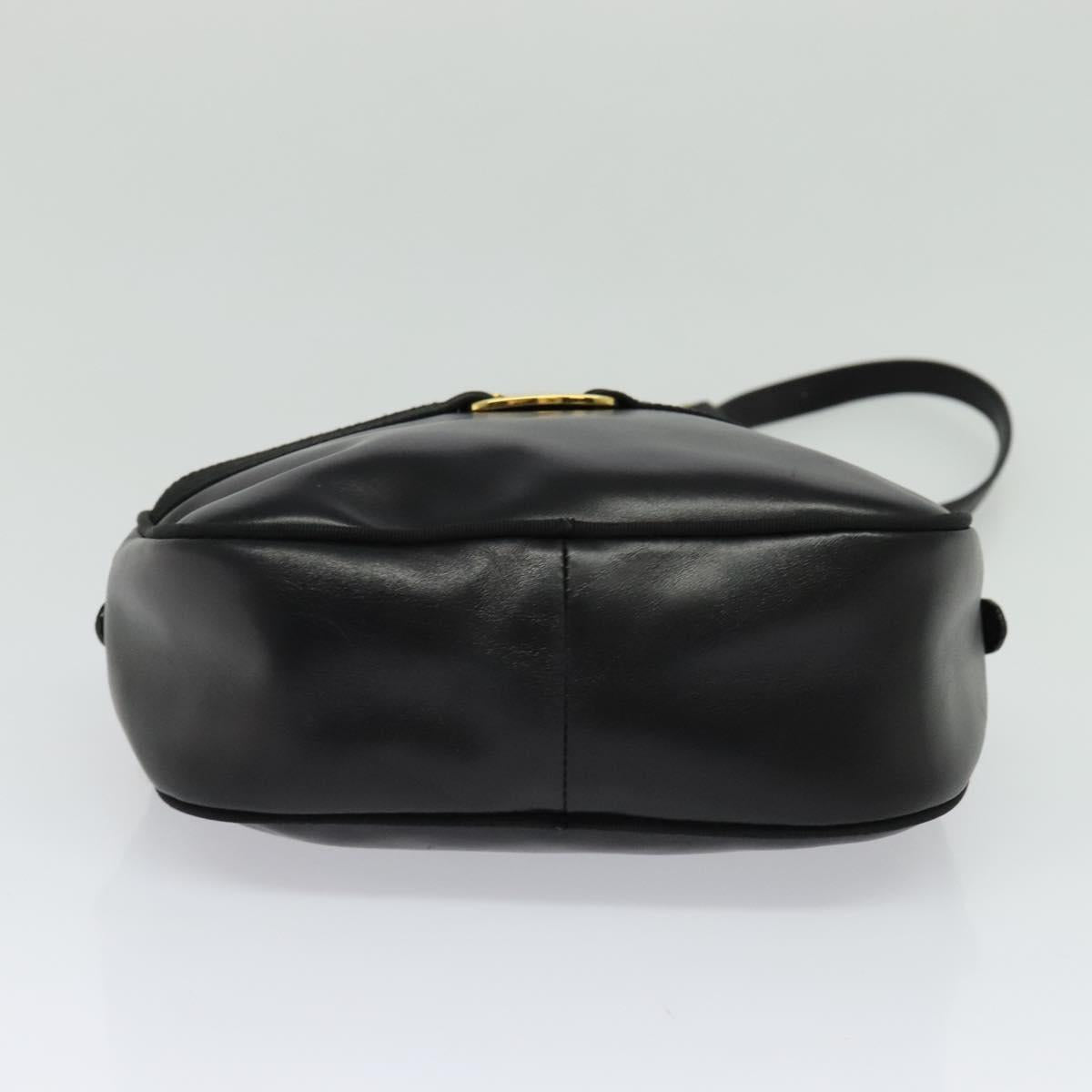 Salvatore Ferragamo Vala Shoulder Bag Leather Black Gold Auth 129395