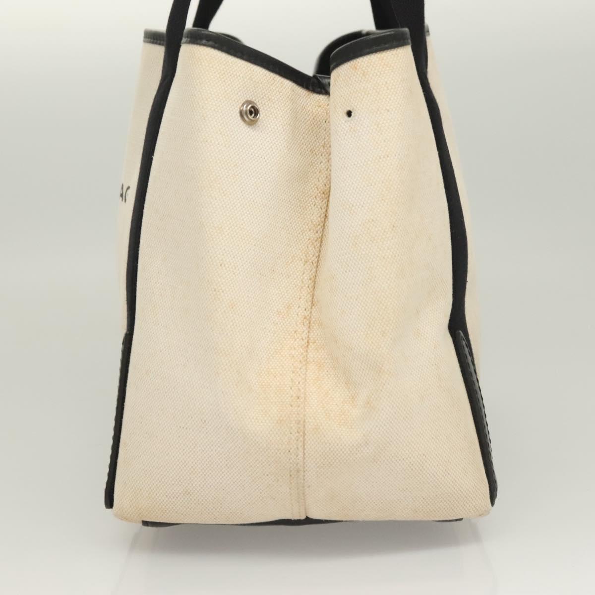 BALENCIAGA Navy Cabas S Hand Bag Canvas Black White 339933 Auth 129400
