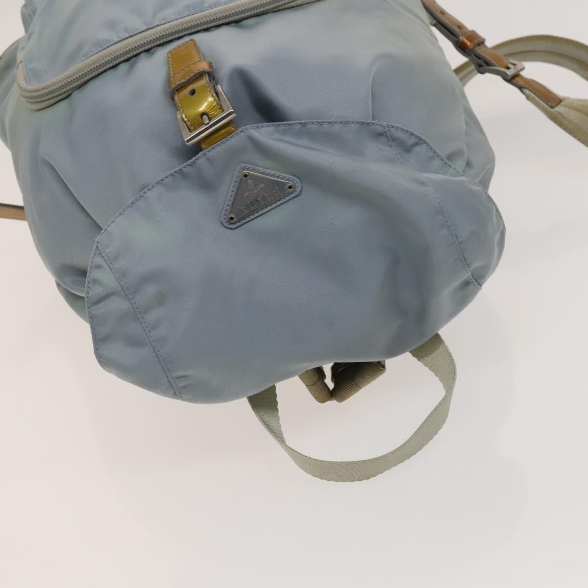 PRADA Backpack Nylon Light Blue Silver Auth 129415