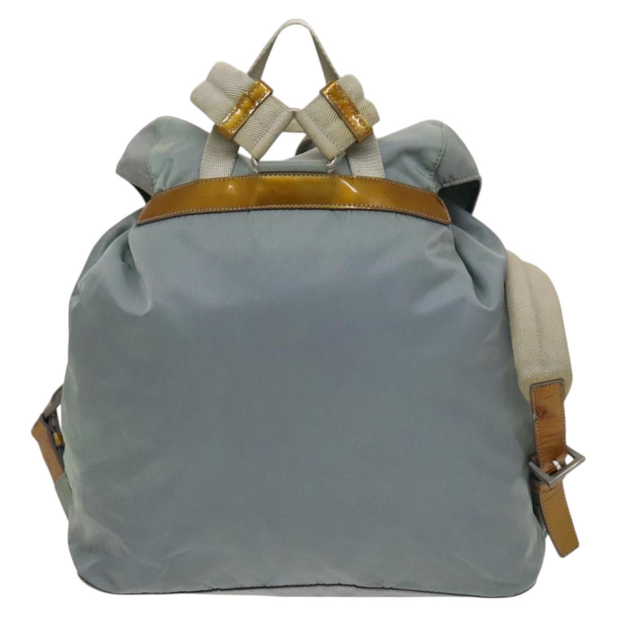 PRADA Backpack Nylon Light Blue Silver Auth 129416